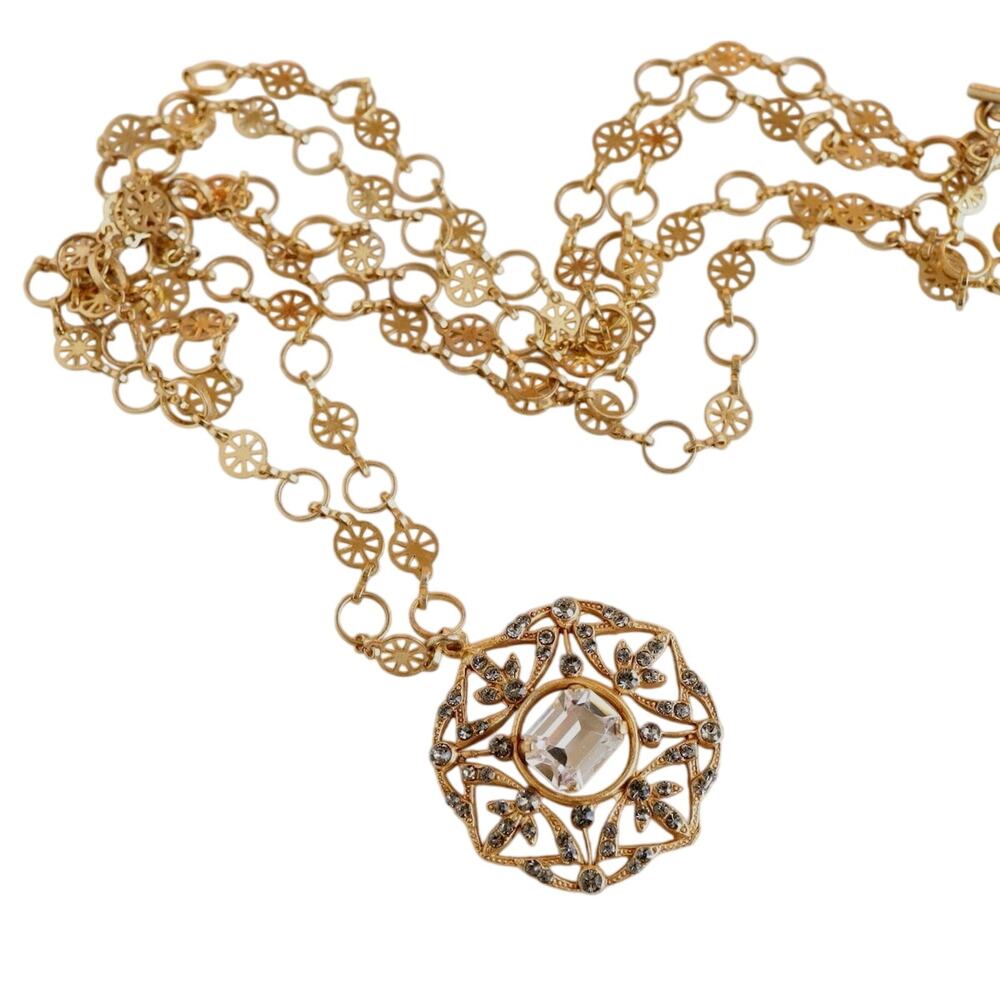 La Vie Parisienne Gold Tone Crystal Pendant Necklace Parisian Inspired